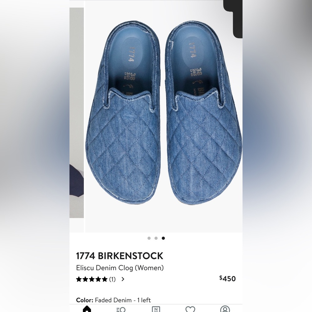 Eliscu Birkenstock Sz 37 Faded Denim. New.